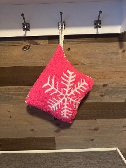 Pink Snowflake Blanket Pillow (50x70)