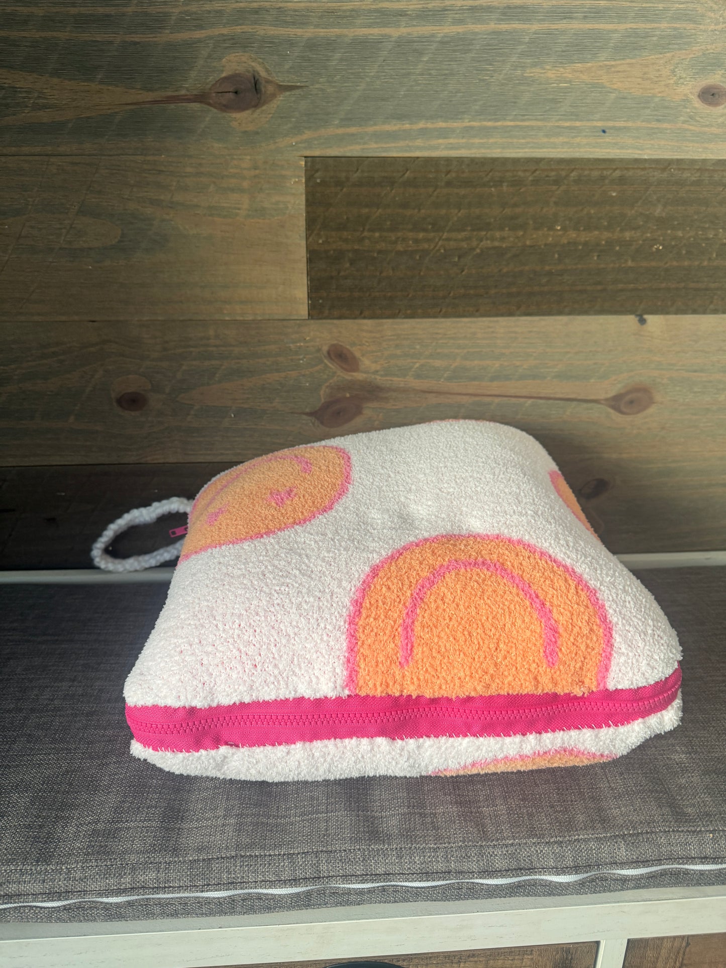 Orange Smile Blanket Pillow (60x70)- Pink Zipper