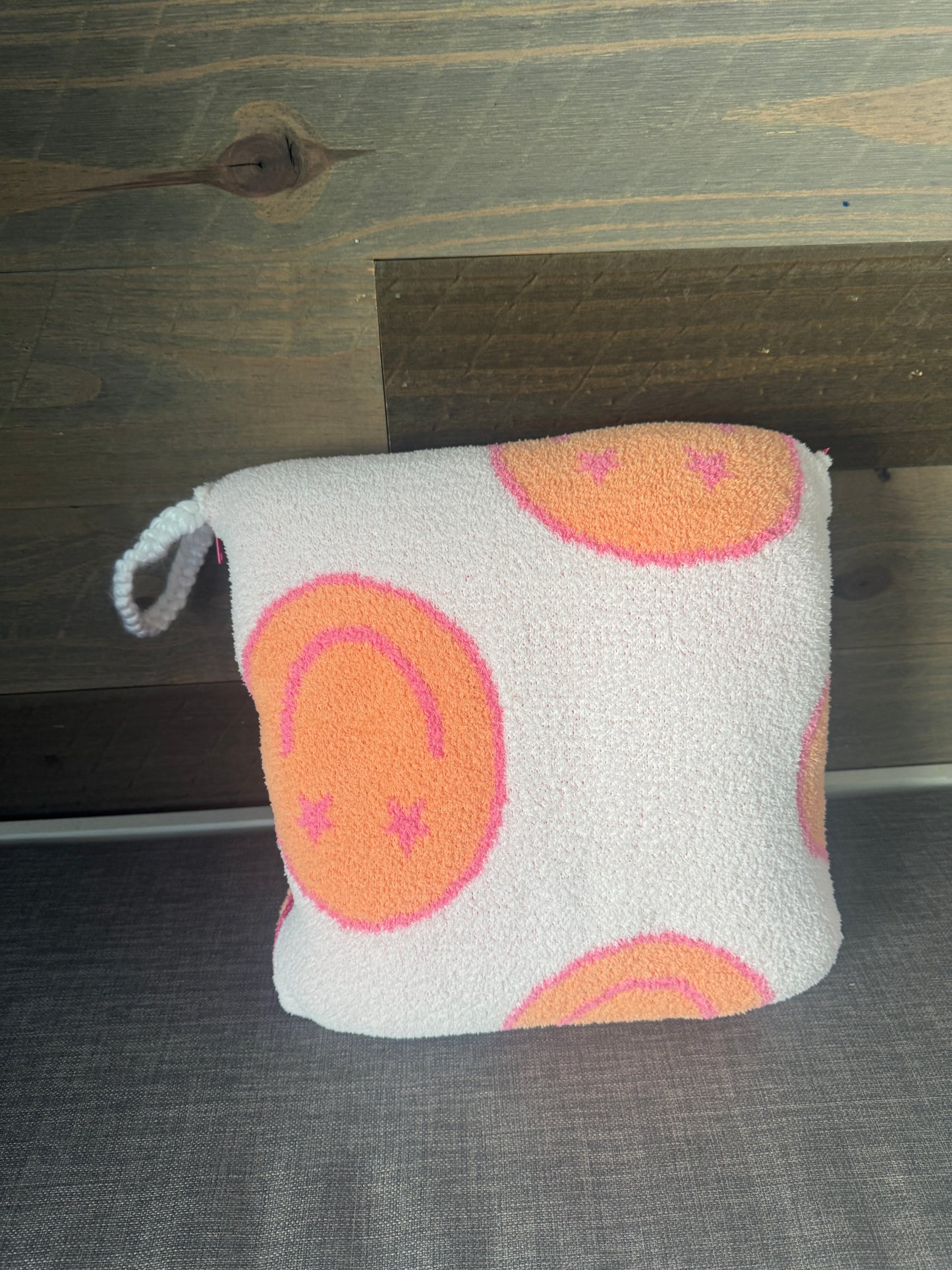 Orange Smile Blanket Pillow (60x70)- Pink Zipper