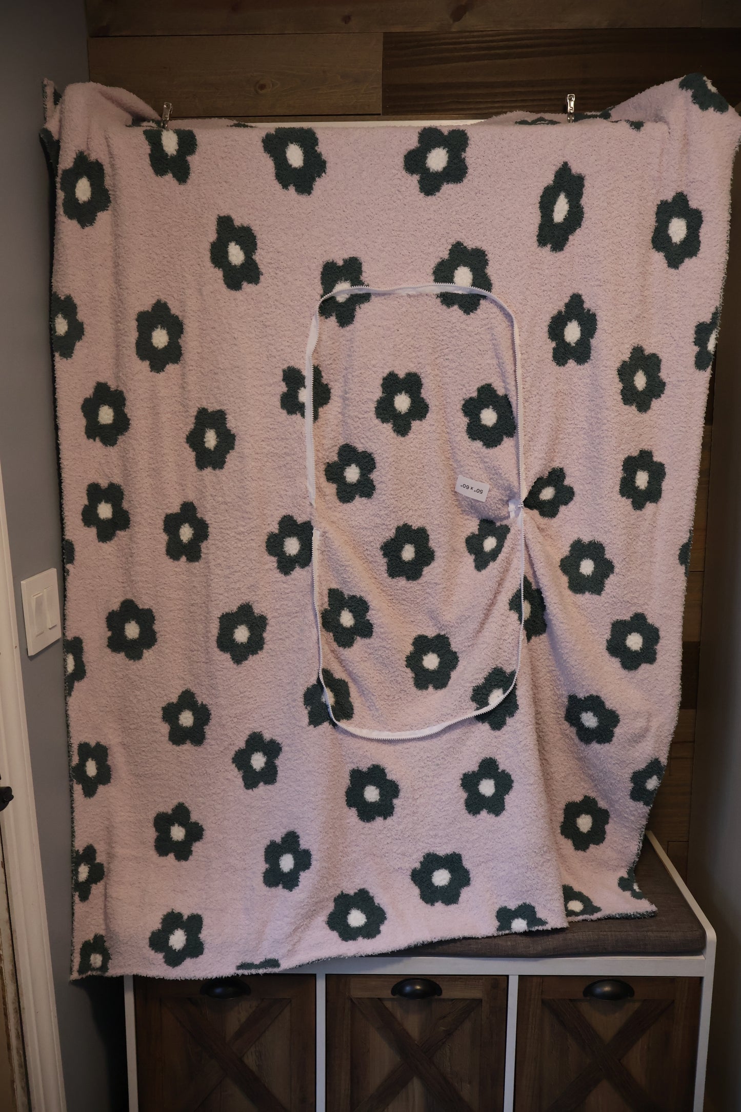 Pink and Green Daisy Blanket Pillow (50x60)