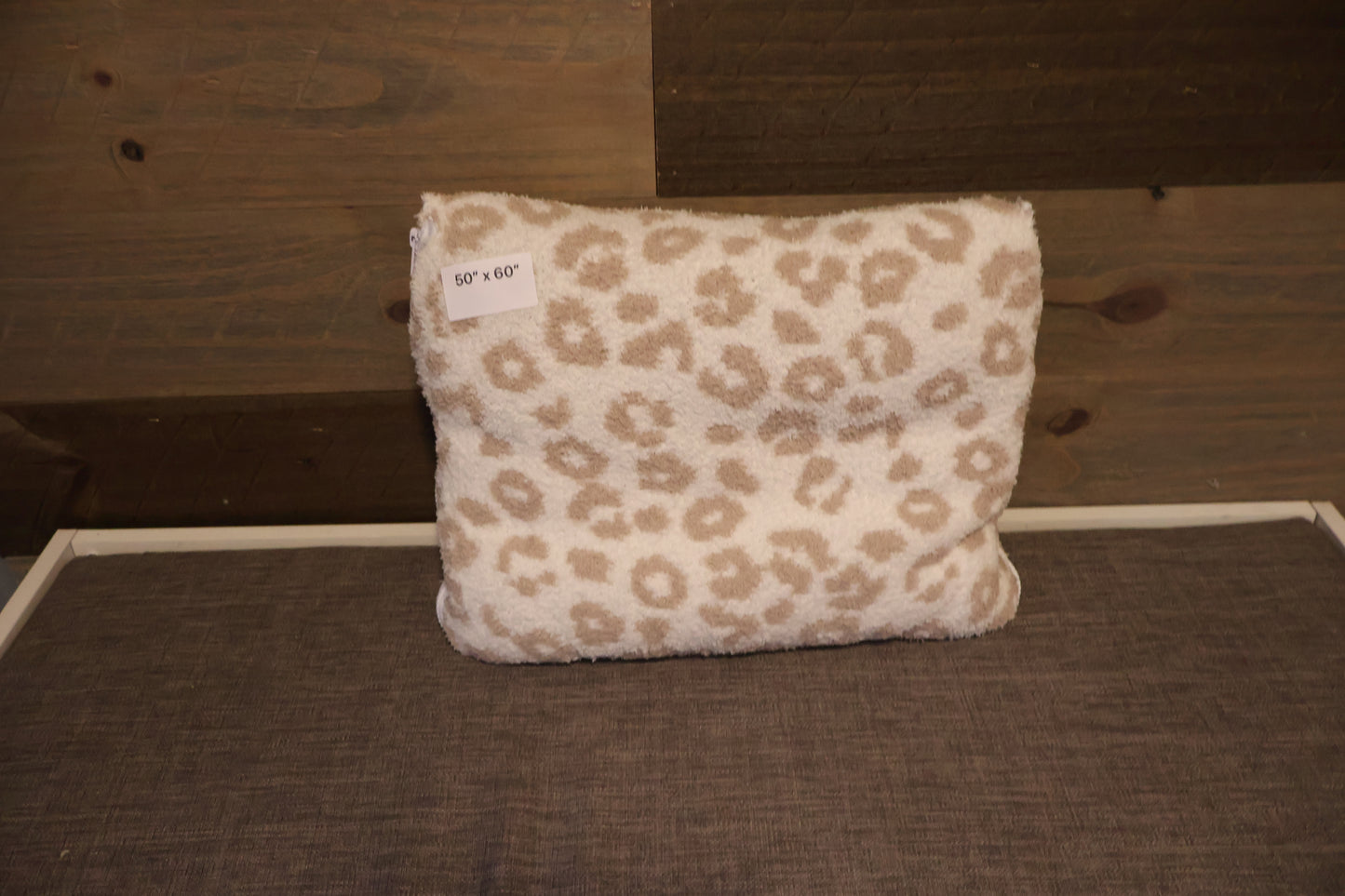 White and Brown Cheetah Blanket Pillow (50x60)