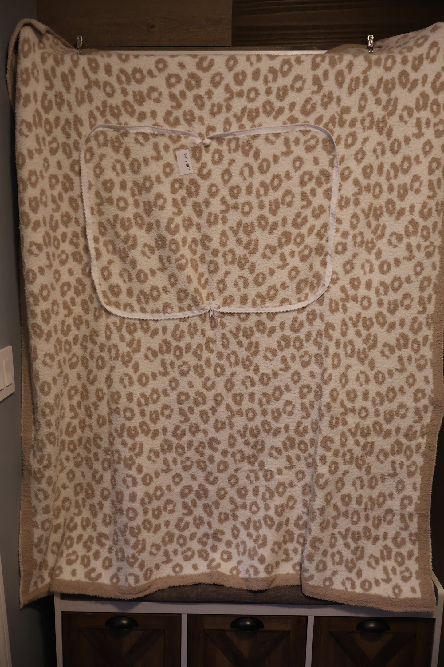 White and Brown Cheetah Blanket Pillow (50x60)