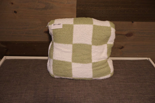 Green Checker Blanket Pillow (50x60)