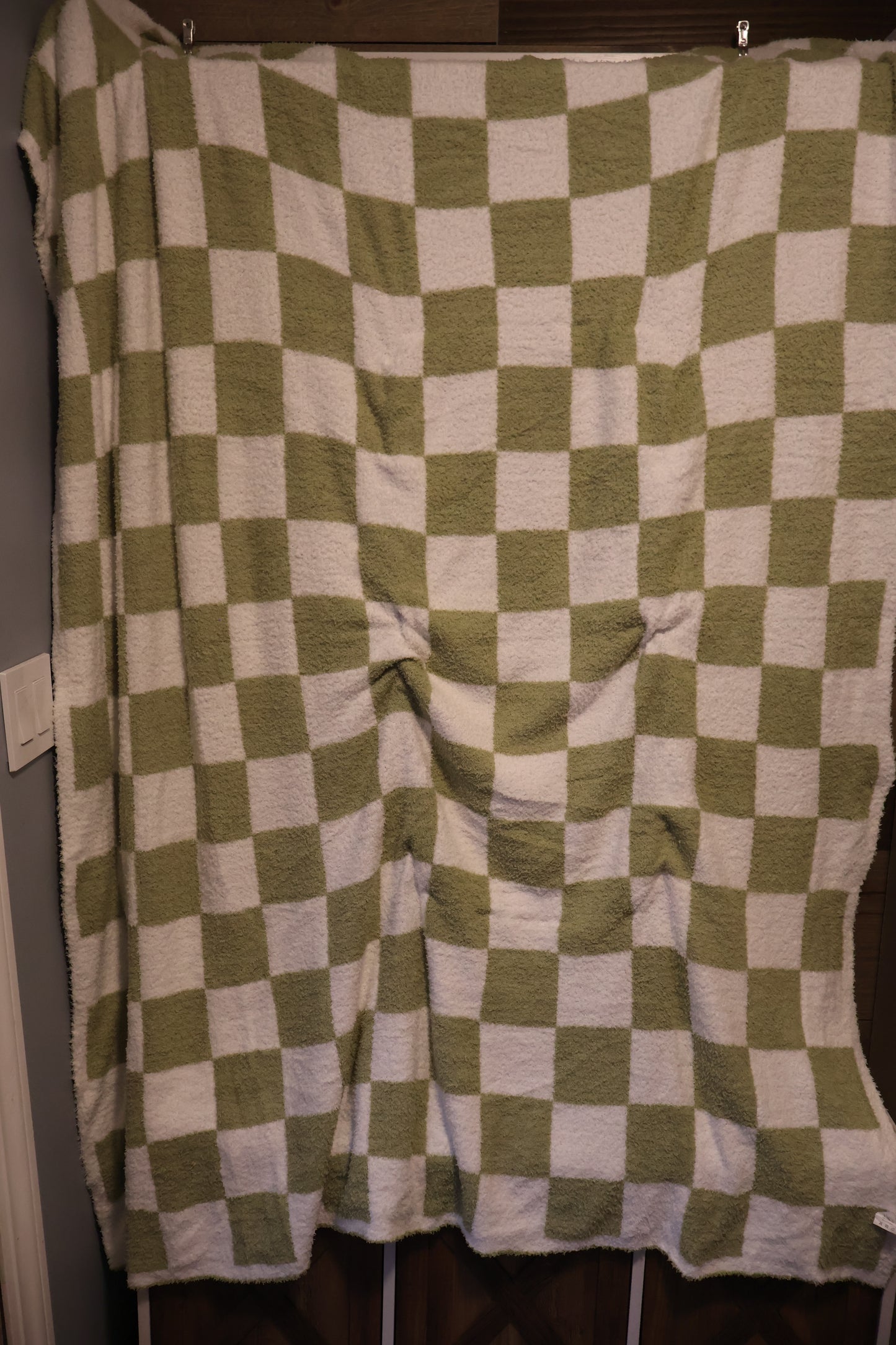 Green Checker Blanket Pillow (50x60)