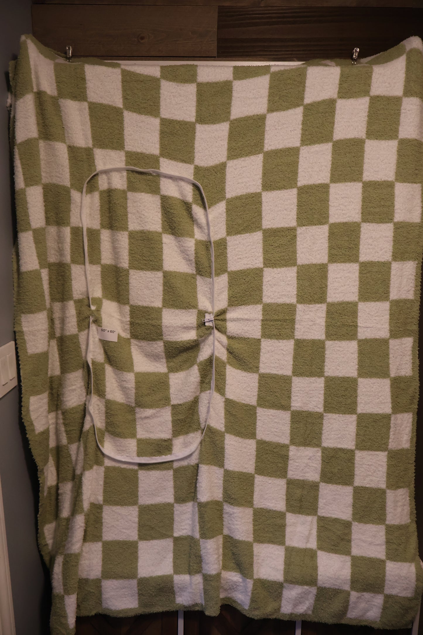 Green Checker Blanket Pillow (50x60)