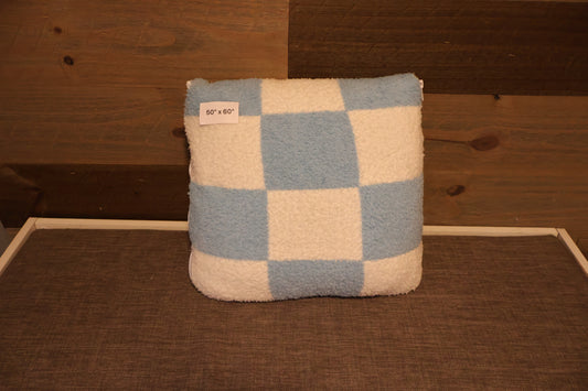 Blue Checker Blanket Pillow (50x60)