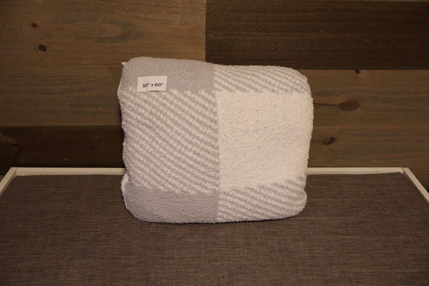 Gray Plaid Blanket Pillow (50x60)