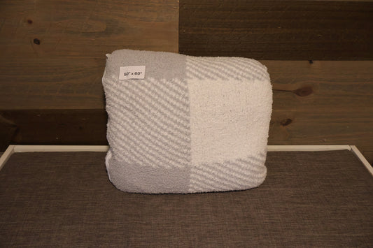 Gray Plaid Blanket Pillow (50x60)