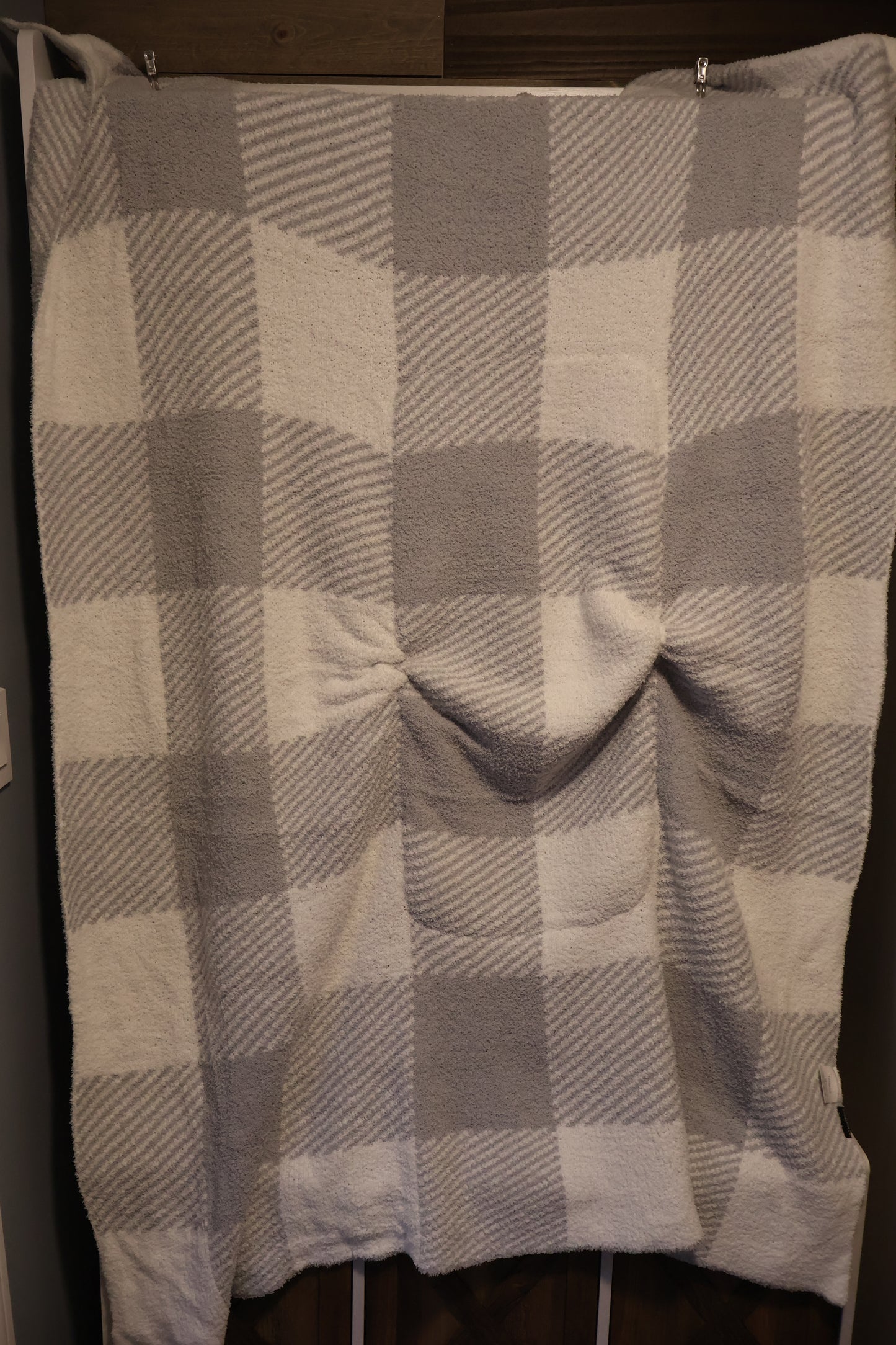 Gray Plaid Blanket Pillow (50x60)