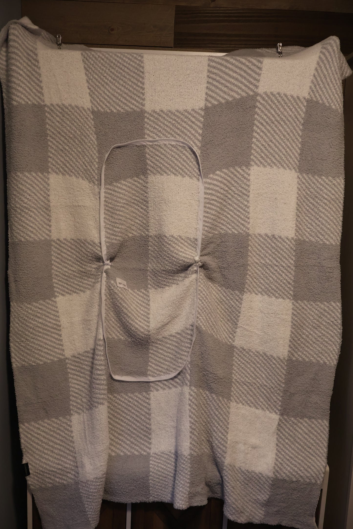 Gray Plaid Blanket Pillow (50x60)