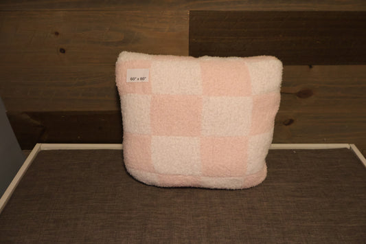 Pink Checker Blanket Pillow (60x80)