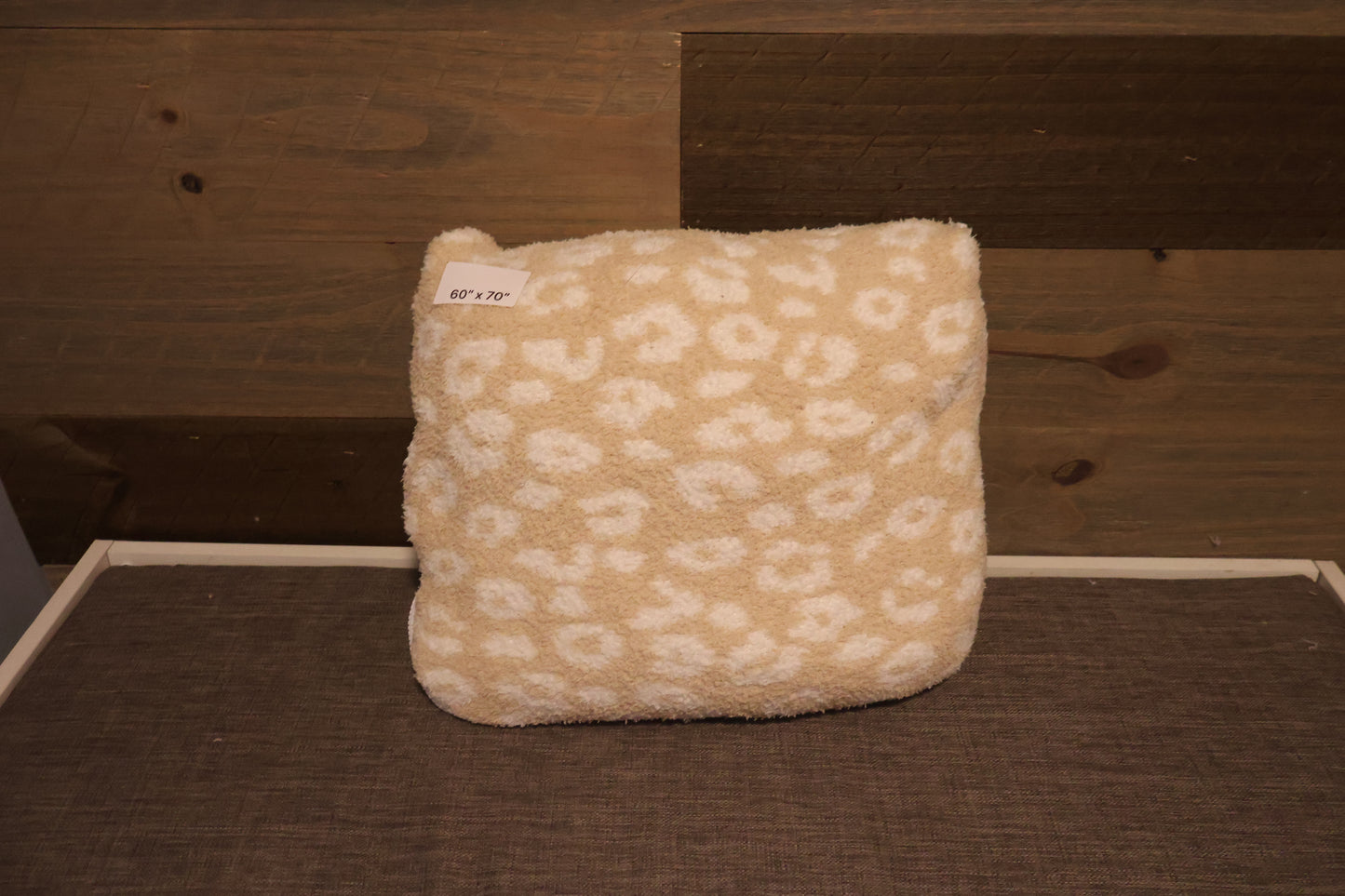 Tan and White Cheetah Blanket Pillow (60x80)