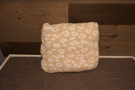 Tan and White Cheetah Blanket Pillow (60x80)