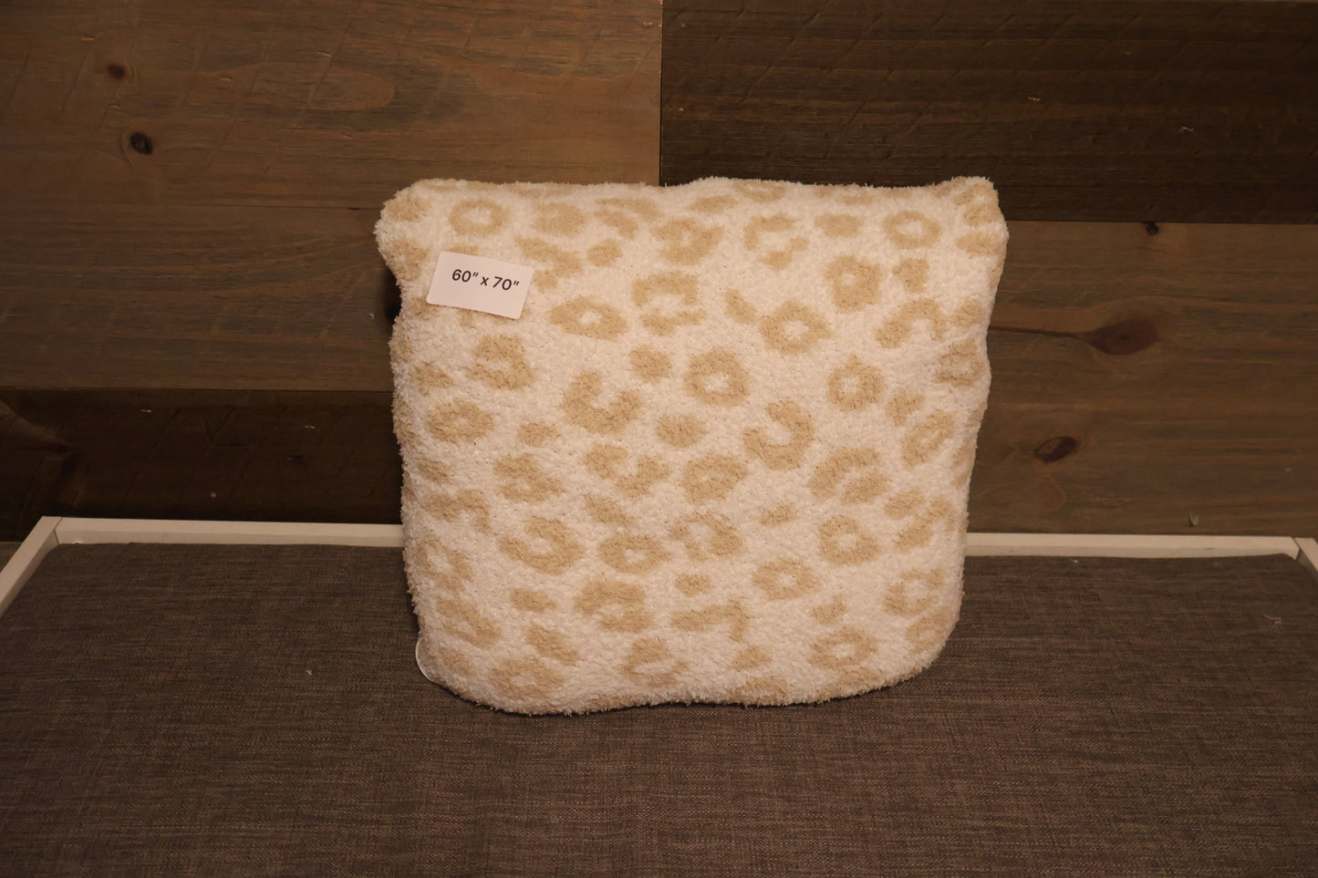 White and Tan Cheetah Blanket Pillow (60x80)